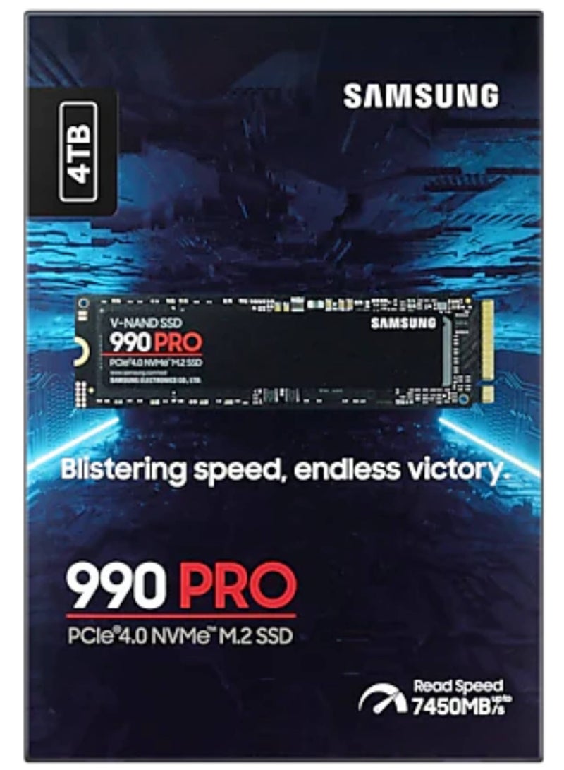 990 Pro 4TB NVMe M.2 Internal SSD, PCIe Gen 4.0 x4, NVMe 2.0 Interface, 7450 MB/s Sequential Read Speed, 6900 MB/s Sequential Write Speed, 3.3 Voltage, V-NAND 3-bit MLC | ‎MZ-V9P4T0B/AM 4 TB - pnsku/N70031703V/45/_/1703217678/b78ede5b-367c-4936-896e-11e251c15f34