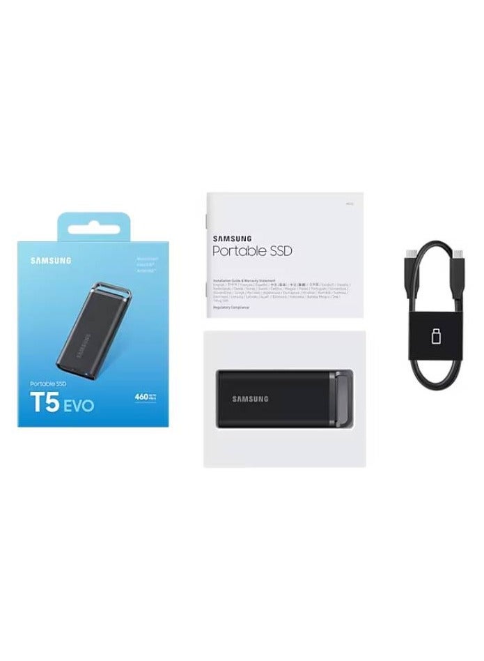 T5 EVO 8TB USB 3.2 Gen 1 Portable External SSD, Up to 460 MB/s Data Transfer Rate, Rubber Skin Design, AES 256-Bit Hardware Encryption, Integrated Hook - Black | MU-PH8T0S/WW 8 TB - pnsku/N70031706V/45/_/1703217702/64b3eed4-82de-4fe1-9cde-c6048606a0a5