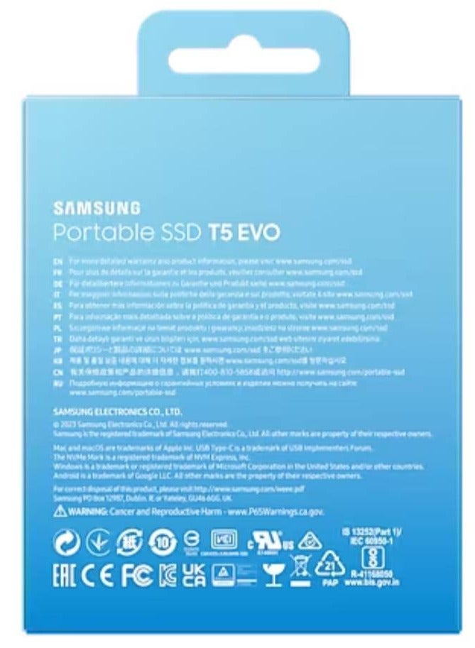 T5 EVO 8TB USB 3.2 Gen 1 Portable External SSD, Up to 460 MB/s Data Transfer Rate, Rubber Skin Design, AES 256-Bit Hardware Encryption, Integrated Hook - Black | MU-PH8T0S/WW 8 TB - pnsku/N70031706V/45/_/1703217711/9eb71b7a-fd71-4518-a2dd-a852e1d24856