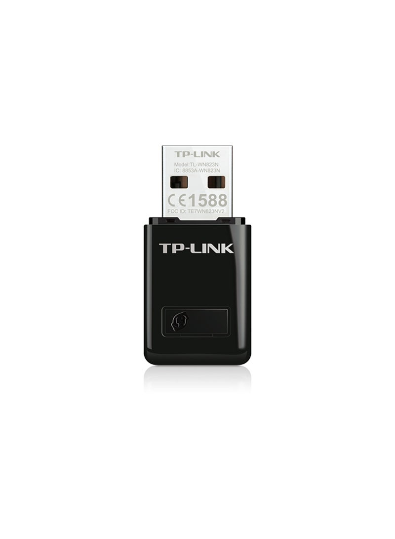 TP-LINK - TP-LINK 300Mbps Mini Wireless N USB Adapter- Black - Image 1