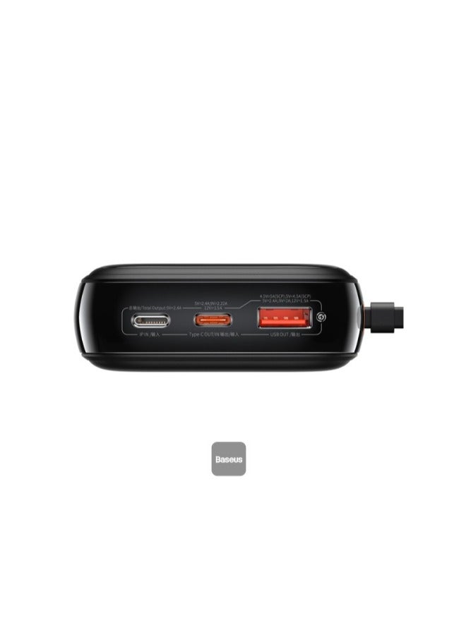 Baseus 10000 mAh Baseus Qpow Pro Digital Display Fast Charge Power Bank 22.5W Type-C Edition （With: Simple charging cable Type-C 3A 0.3m Black) Overseas Edition Black  - Image 2