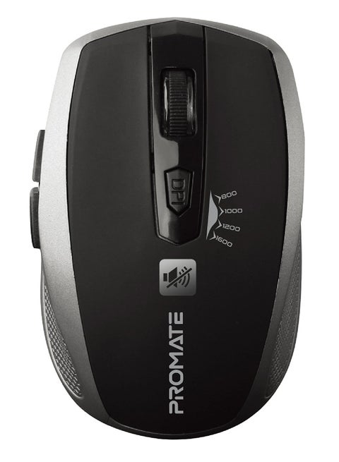 1600DPI Silent Mouse, Ergonomic Symmetric 2.4Ghz Cordless Silent Keys Mouse With, Long Battery Life, Optical Sensor, 6 Functional Buttons And Nano Receiver For Mac OS, Windows, Breeze Silver