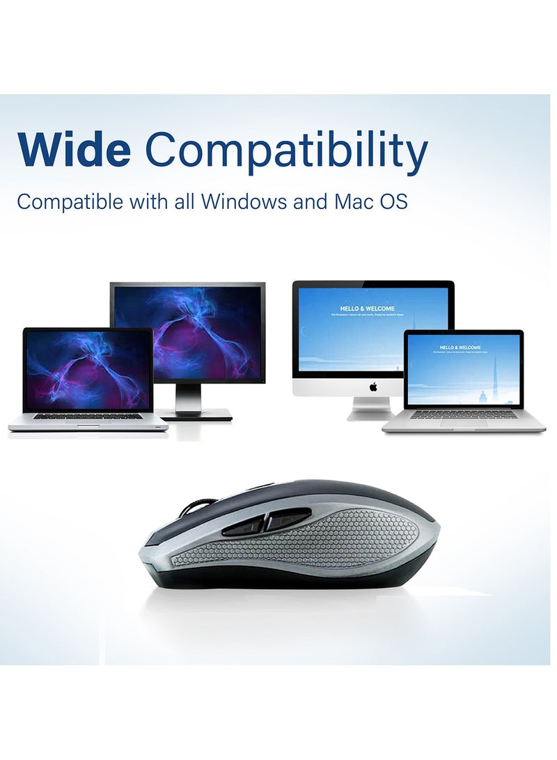 PROMATE - 1600DPI Silent Mouse, Ergonomic Symmetric 2.4Ghz Cordless Silent Keys Mouse With, Long Battery Life, Optical Sensor, 6 Functional Buttons And Nano Receiver For Mac OS, Windows, Breeze Silver - Image 1