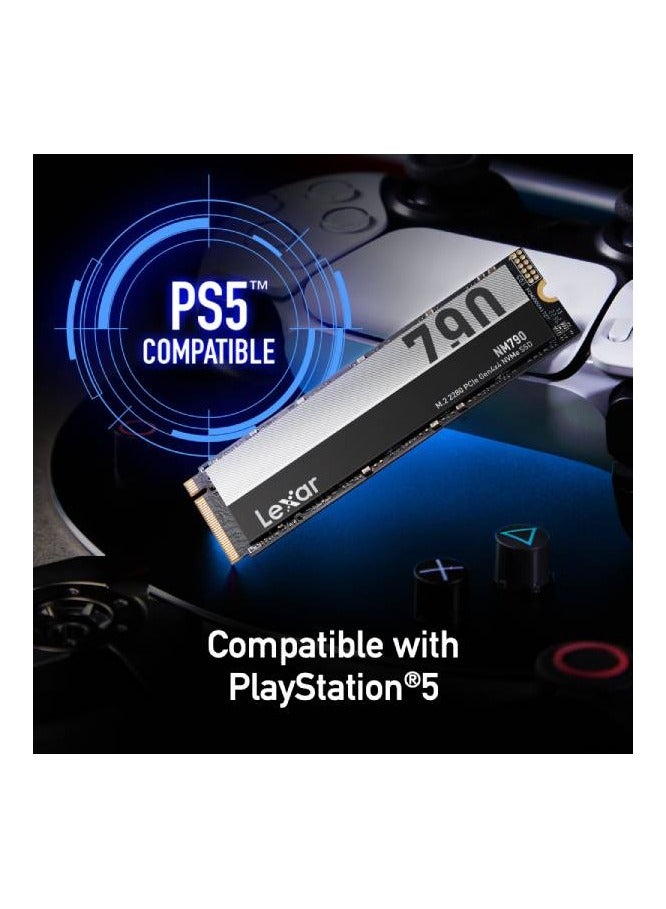 Lexar - NM790 4TB M.2 2280 PCIe Gen4x4 NVMe Internal SSD, Up to 7400MB/s Read & Up to 6500MB/s Write Speeds, 1.5M Hours MTBF, 3000TBW Endurance, Compatible with PlayStation5, Black | LNM790X004T-RNNNG 4 TB - Image 1
