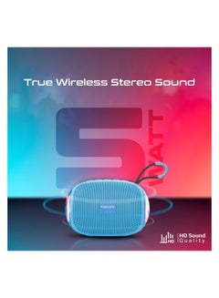 PROMATE Bluetooth Speaker, Premium 5W True Wireless Portable HD Speaker With LED Lights, Bluetooth v5.3, Long Playtime, 3.5Mm AUX, USB Port And TF Card Slot For iPhone 16, iPad Air, Galaxy S25, Capsule-3 - Blue  - Image 2