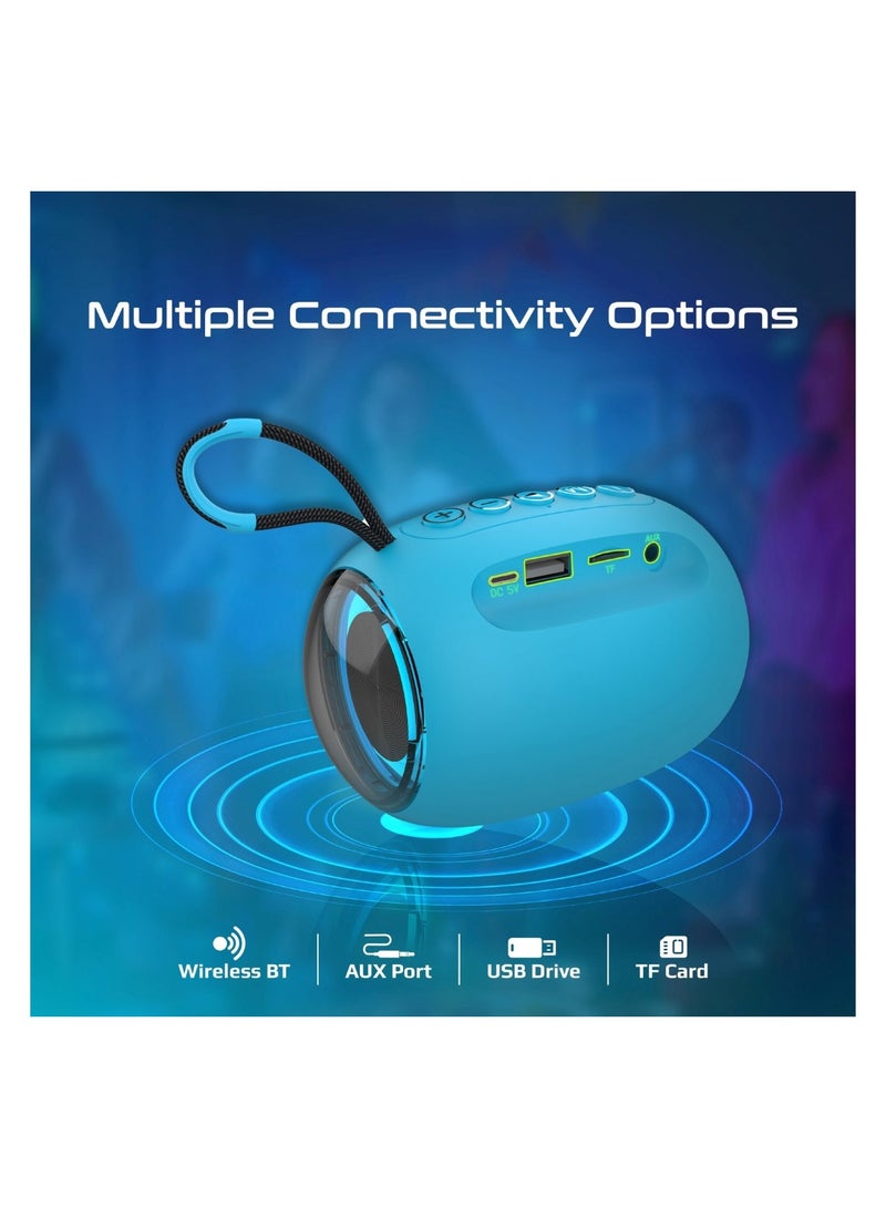 PROMATE Bluetooth Speaker, Premium 5W True Wireless Portable HD Speaker With LED Lights, Bluetooth v5.3, Long Playtime, 3.5Mm AUX, USB Port And TF Card Slot For iPhone 16, iPad Air, Galaxy S25, Capsule-3 - Blue  - Image 5