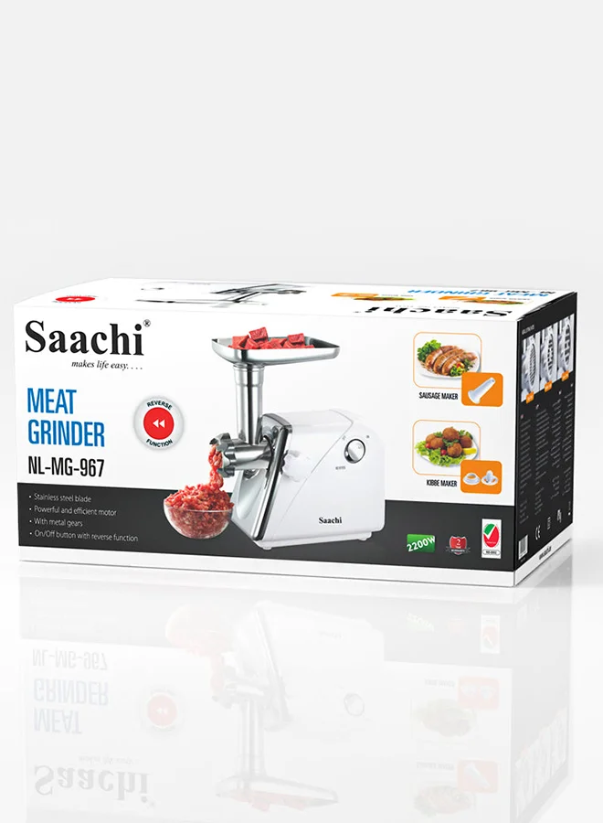 ساتشي Meat Grinder with  Powerful and efficient motor 2200 W NL-MG-967-WH White