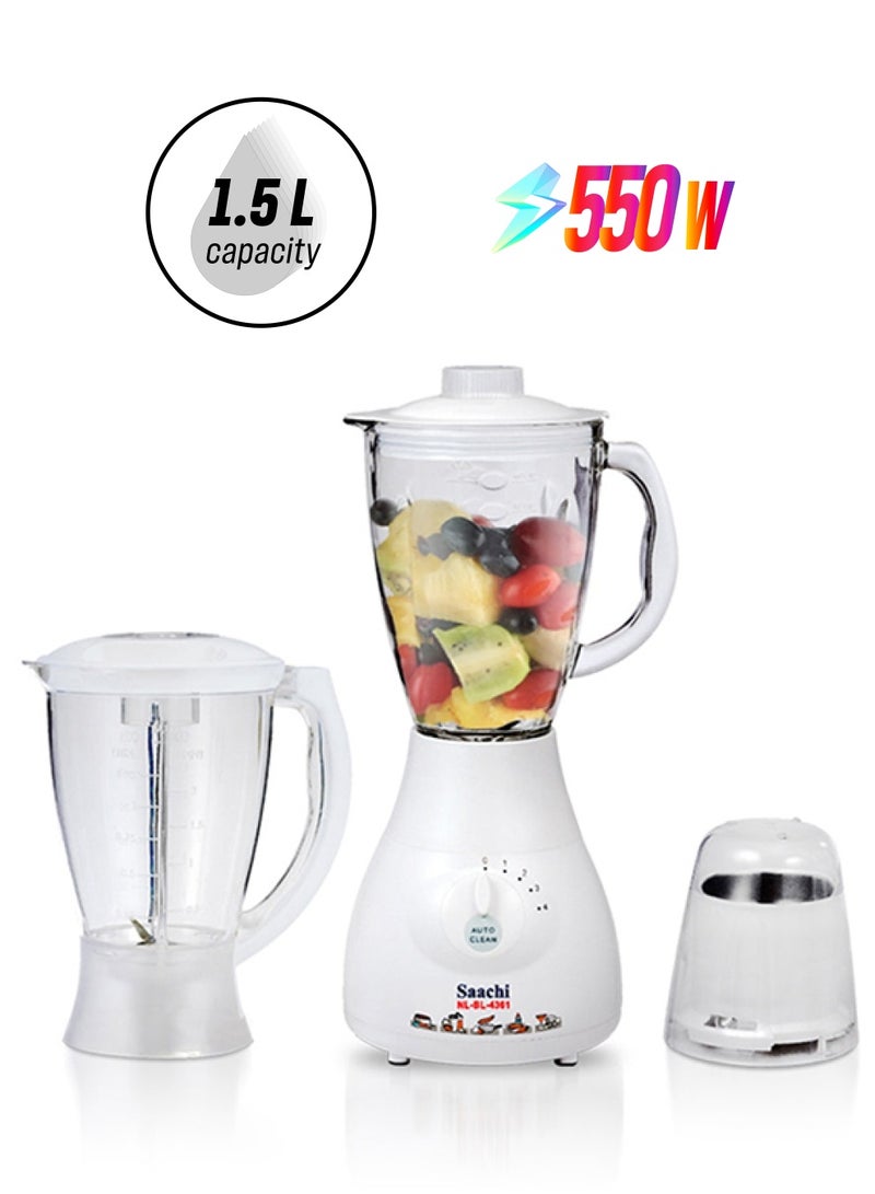ساتشي 3 In 1  Blender NL-BL-4361-WH 1.5 L 550 W NL-BL-4361-WH White - Image 1