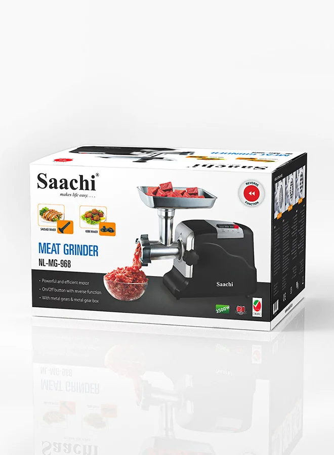 Saachi Meat Grinder with  Reverse/On/Half/Stop & Reset function 3500 W NL-MG-968-BK Black