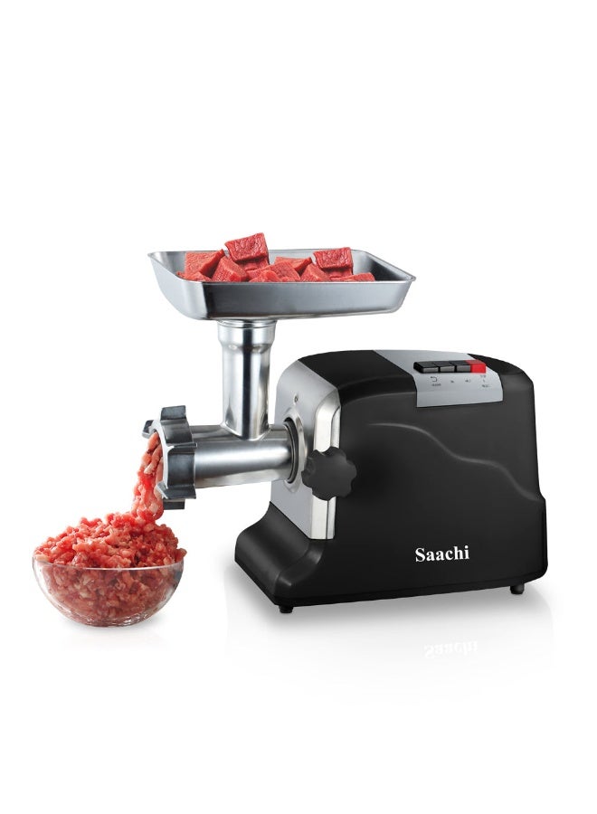 Saachi Meat Grinder NL-MG-968-BK, Electric Meat Mincer with 2 Speeds, Stainless Steel Blades, Metal Hopper, Sausage & Kibbeh Attachments, Powerful Motor, Detachable Tube, Easy Cleaning 3500 W NL-MG-968-BK Black - Image 1