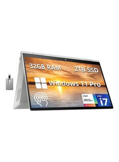 Envy X360 2-in-1 (Upgraded Version) Laptop With 15.6-Inch FHD Touchscreen Display, Core i7 1255U Processor/32GB RAM/2TB PCIe SSD/Intel Iris Xe Graphics/Windows 11 Pro + 32GB Hotface USB Card English Silver