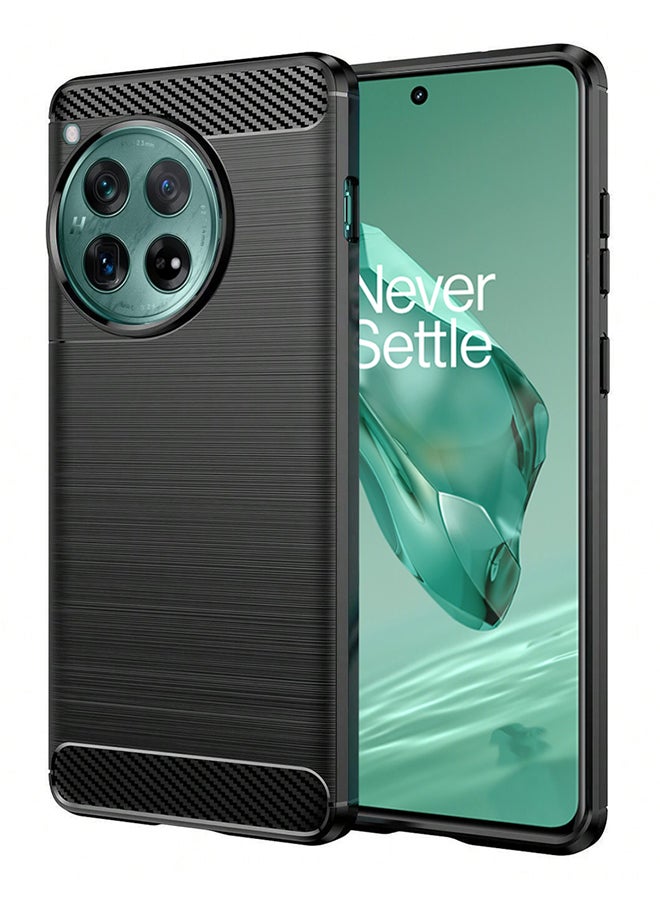 MARGOUN OnePlus 12 Case Flexible Shock-Absorption Light Durable Soft Gel Carbon Fiber TPU Silicone Case Cover Black - Image 1