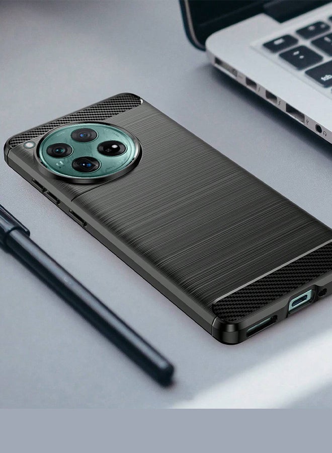 MARGOUN OnePlus 12 Case Flexible Shock-Absorption Light Durable Soft Gel Carbon Fiber TPU Silicone Case Cover Black - Image 2