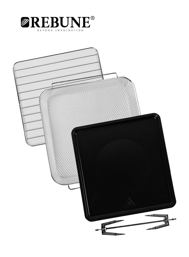 REBUNE 2-In-1 Oven And Air Fryer With Internal Light ,16 Cooking Presets For Frying/Baking/Grilling/Roasting 12 L 1800 W RE-11-034 Black - Image 2