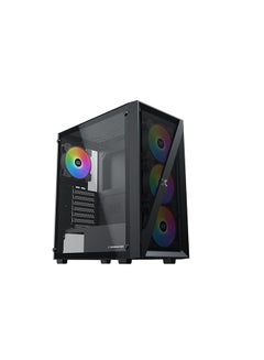 Xigmatek Blade Computer Case Mehsed Grill Frontpanel & Left Tempered Glass, 4PCS X20C Auto Running LED Fan Black  - Image 1