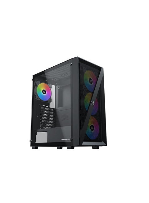 Blade Computer Case Mehsed Grill Frontpanel & Left Tempered Glass, 4PCS X20C Auto Running LED Fan Black