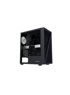 Xigmatek Blade Computer Case Mehsed Grill Frontpanel & Left Tempered Glass, 4PCS X20C Auto Running LED Fan Black  - Image 4