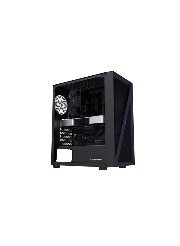 Xigmatek - Blade Computer Case Mehsed Grill Frontpanel & Left Tempered Glass, 4PCS X20C Auto Running LED Fan Black - Image 1