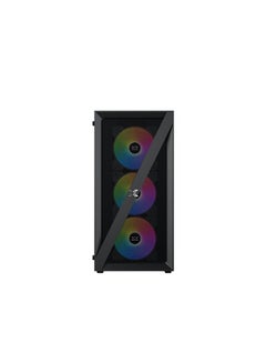Xigmatek Blade Computer Case Mehsed Grill Frontpanel & Left Tempered Glass, 4PCS X20C Auto Running LED Fan Black  - Image 2