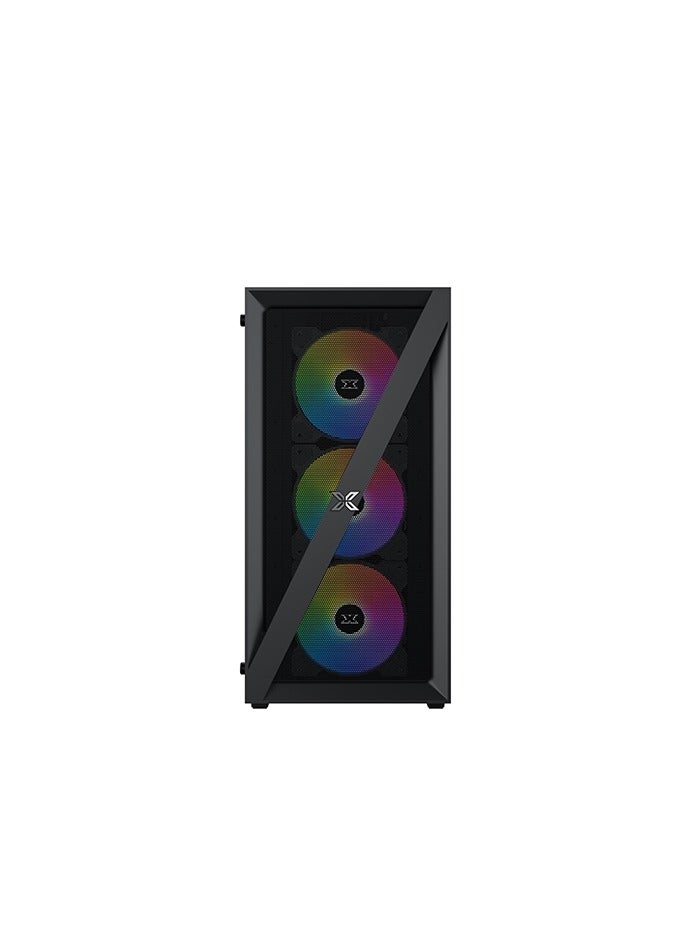 Xigmatek - Blade Computer Case Mehsed Grill Frontpanel & Left Tempered Glass, 4PCS X20C Auto Running LED Fan Black - Image 1