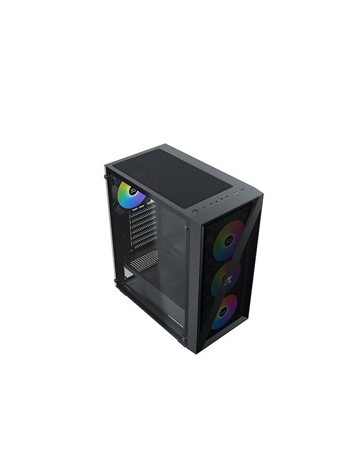 Xigmatek - Blade Computer Case Mehsed Grill Frontpanel & Left Tempered Glass, 4PCS X20C Auto Running LED Fan Black - Image 1