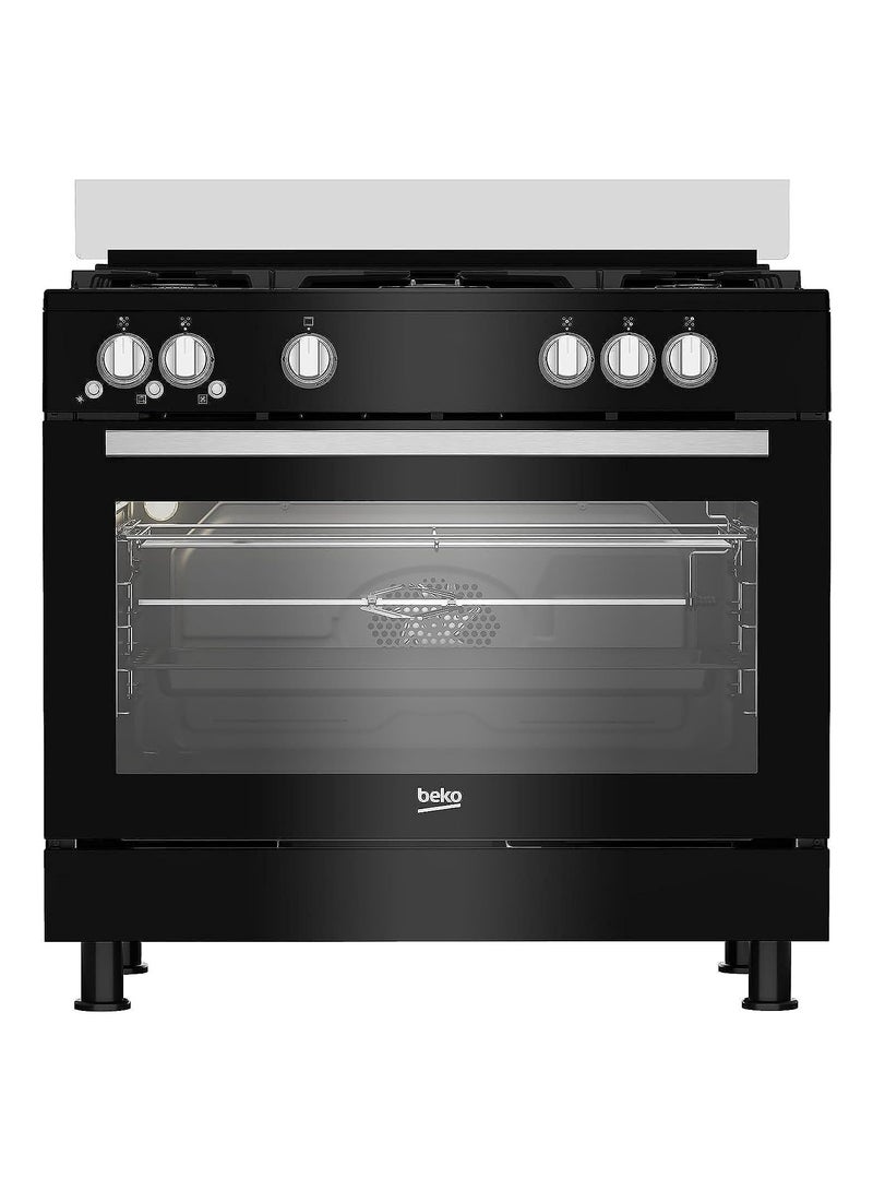 بوتجاز غاز قائم بذاته - 90 سم - 5 شعلة - شواية غاز - مراوح للطهي والتبريد - سعة الفرن 111 لتر -