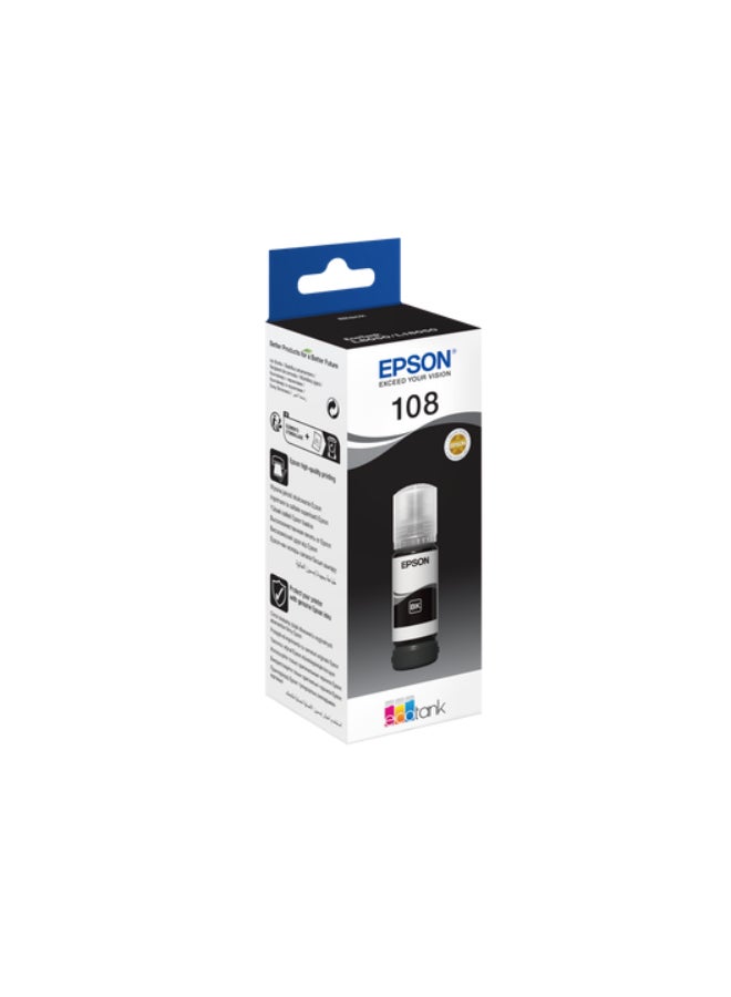 EPSON 108 Eco Tank Ink Bottle Up To 3600 Pages 70ml Compatible With L8050 And L18050 Black  - Image 3
