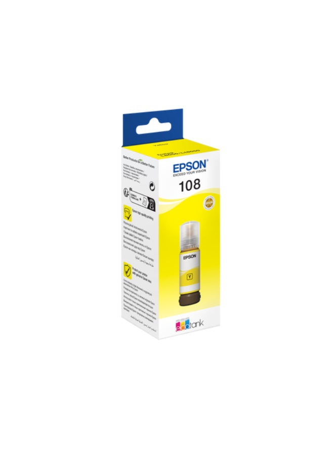 EPSON - 108 EcoTank Ink Bottle Up To 2100 Pages 70ml Compatible With L8050 And L18050 Yellow - Image 1