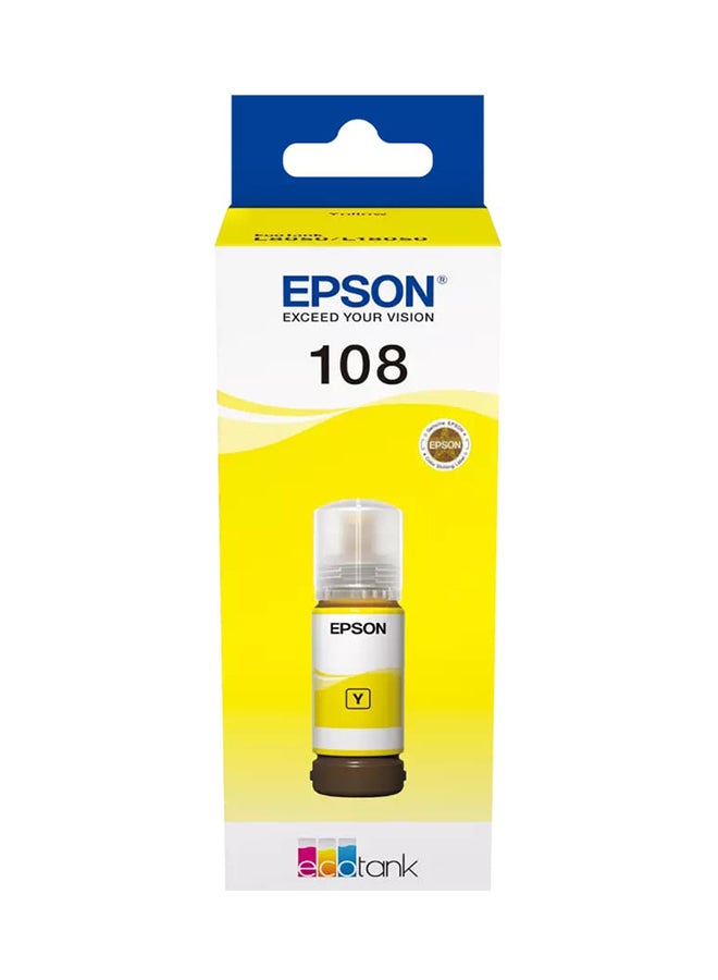 EPSON - 108 EcoTank Ink Bottle Up To 2100 Pages 70ml Compatible With L8050 And L18050 Yellow - Image 1