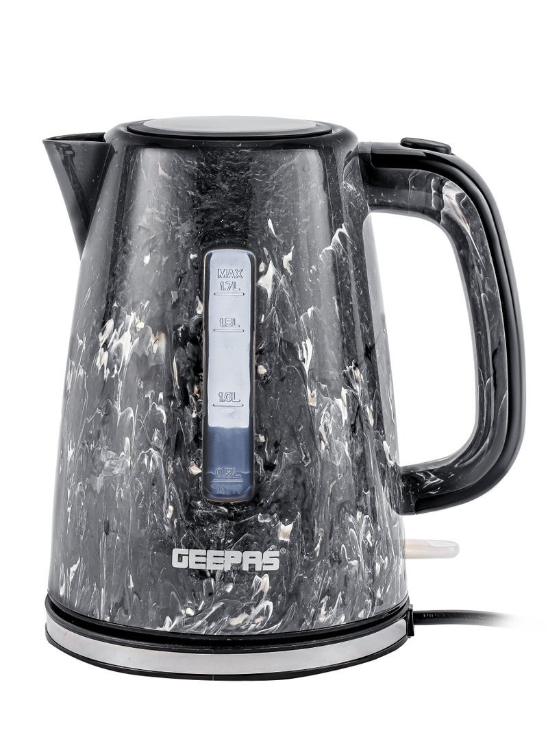 جيباس 1.7L Electric Kettle With Automatic Cut-Off, 360 Degree Rotation, Boil & Dry Protection, Cordless For Easy Of Use, 1 Filter, External Water Level Indicator, Automatic/Manual Switch Off 1.7 L 2200 W GK38067UK-BK Black  - Image 1