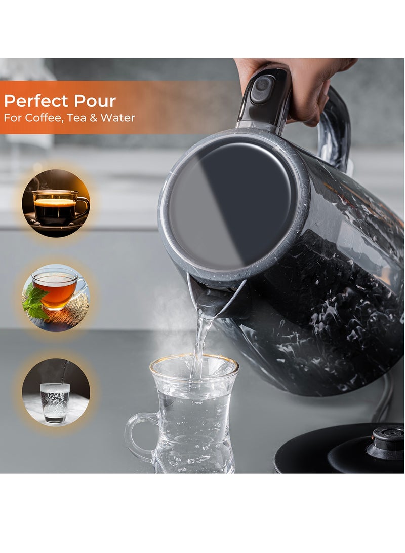 جيباس 1.7L Electric Kettle With Automatic Cut-Off, 360 Degree Rotation, Boil & Dry Protection, Cordless For Easy Of Use, 1 Filter, External Water Level Indicator, Automatic/Manual Switch Off 1.7 L 2200 W GK38067UK-BK Black  - Image 2