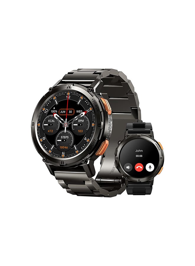 Smart Watch Tank T2 SP - 1.43" Amoled Display, Bluetooth Calling, 10 Day Battery Life, 5ATM Water Resistant, 70 Sports Modes, Heart Rate Monitoring, SPO2, Sleep Tracking, 2 Watchbands Black