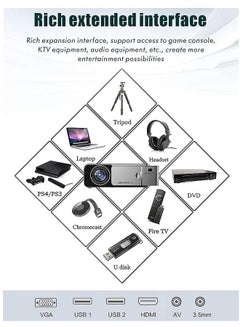 Wownect T6 WiFi LED Projector Wireless With 100" 4K Screen, 3500 Lumens Wireless Mobile Cast Home Theater Outdoor Gaming Projector HD 1080P Screen Mirroring Miracast PROJ-WO-32-S Silver  - Image 4
