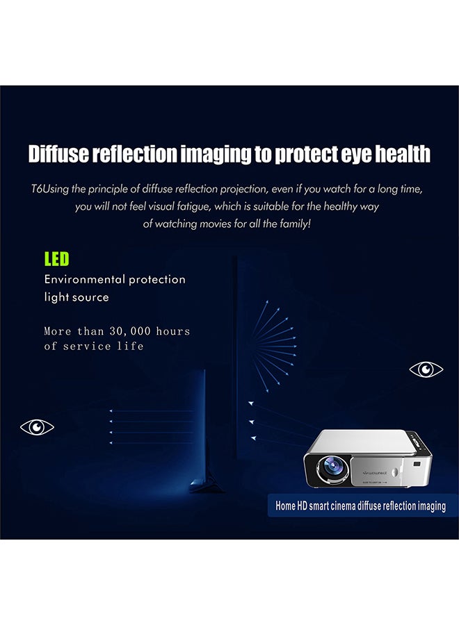 Wownect - Home Android LED Projector 3500 Lumens Mobile Casting Portable Projector Screen Upto 200" PROJ-WO-32-AN Silver - Image 1