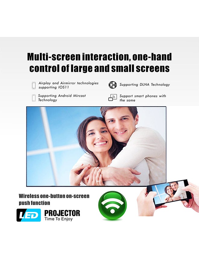 Wownect - Home Android LED Projector 3500 Lumens Mobile Casting Portable Projector Screen Upto 200" PROJ-WO-32-AN Silver - Image 1