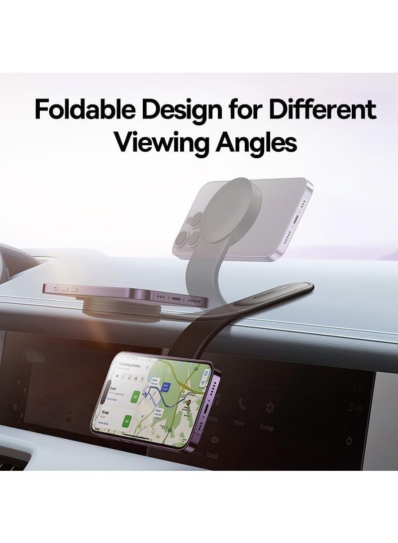 Baseus C02 Magsafe Car Mount, Magnetic Phone Holder For Car, Magsafe Car Dash Mount Compatible With iPhone 15/14/13/12 Series, Bendable Memory Titanium Alloy For All Dashboard, Windshield Black  - Image 2