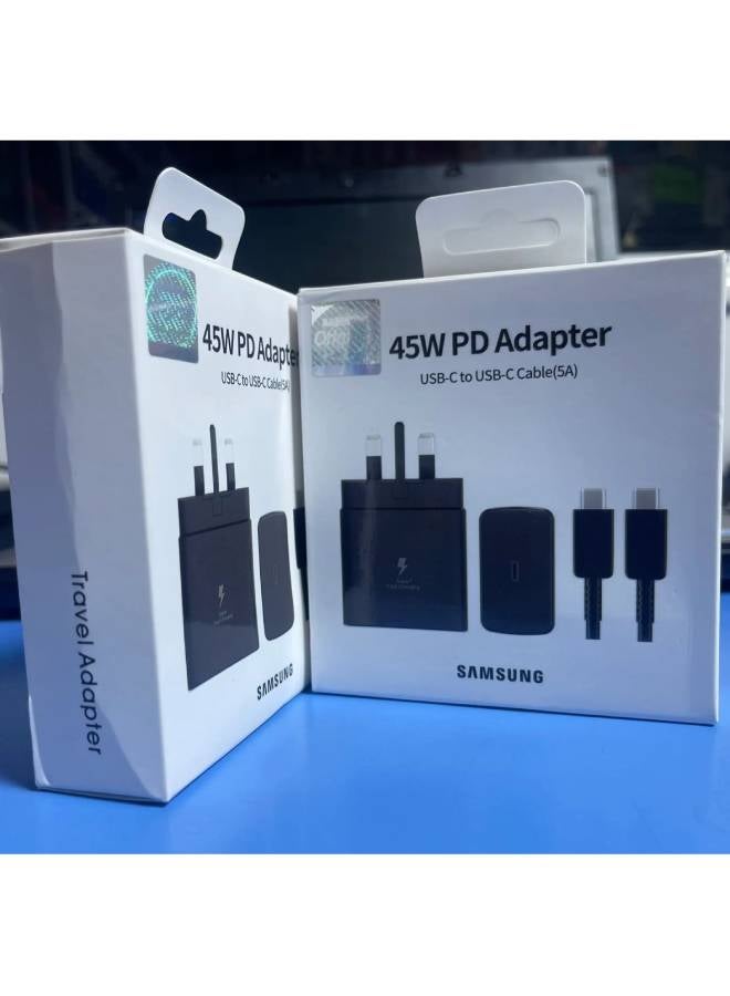 45W PD Power Adapter, USB-C to USB-C Cable (5A /1.8m) Black