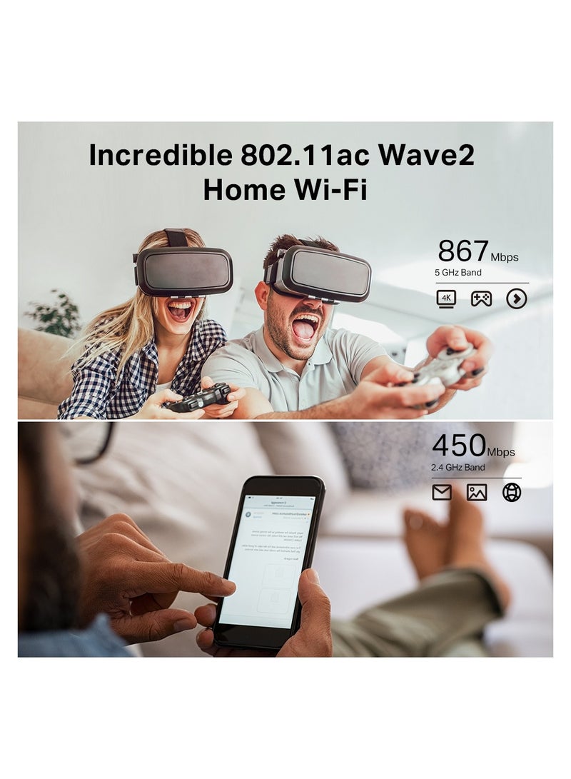 TP-LINK - AC1350 Gigabit Wi-Fi Router (Archer C59) - Dual Band MU-MIMO Wireless Internet Router, Supports Guest Wi-Fi and AP mode, Long Range Coverage Black - Image 1
