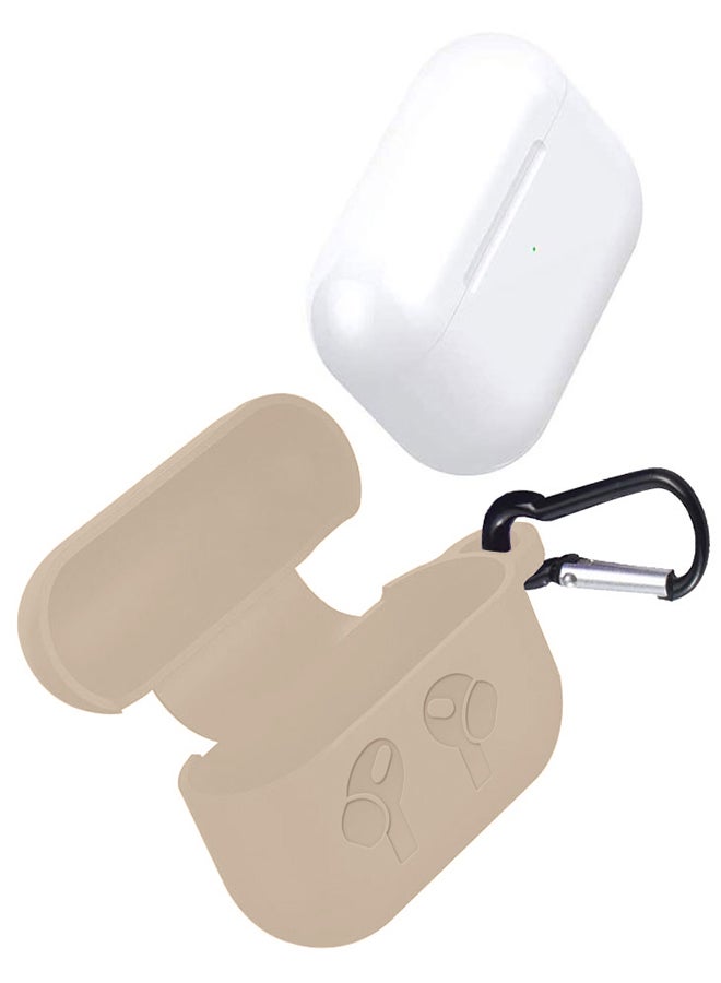 Silicone Case For Pods 3Rd Generation Shockproof Case Ultra Slim Cover With Keychain Carabiner Cream Cream