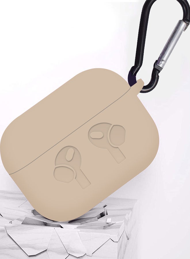 Silicone Case For Pods 3Rd Generation Shockproof Case Ultra Slim Cover With Keychain Carabiner Cream Cream