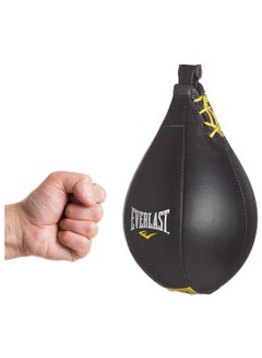EVERLAST PU Leather Hanging Boxing Training Speed Ball with Pump, Black 