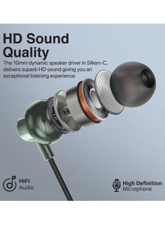 PROMATE Earphones With USB-C Connector, Ergonomic In-Ear USB-C HD Wired Earbuds With Microphone, Call Function, Anti-Tangle Wire And In-Line Volume Control For iPhone 16, iPad Air, Galaxy S25, Silken-C - Grey  - Image 3