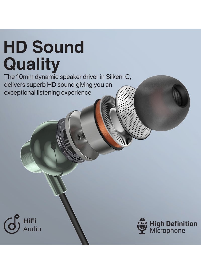 PROMATE - Earphones With USB-C Connector, Ergonomic In-Ear USB-C HD Wired Earbuds With Microphone, Call Function, Anti-Tangle Wire And In-Line Volume Control For iPhone 16, iPad Air, Galaxy S25, Silken-C - Grey - Image 1