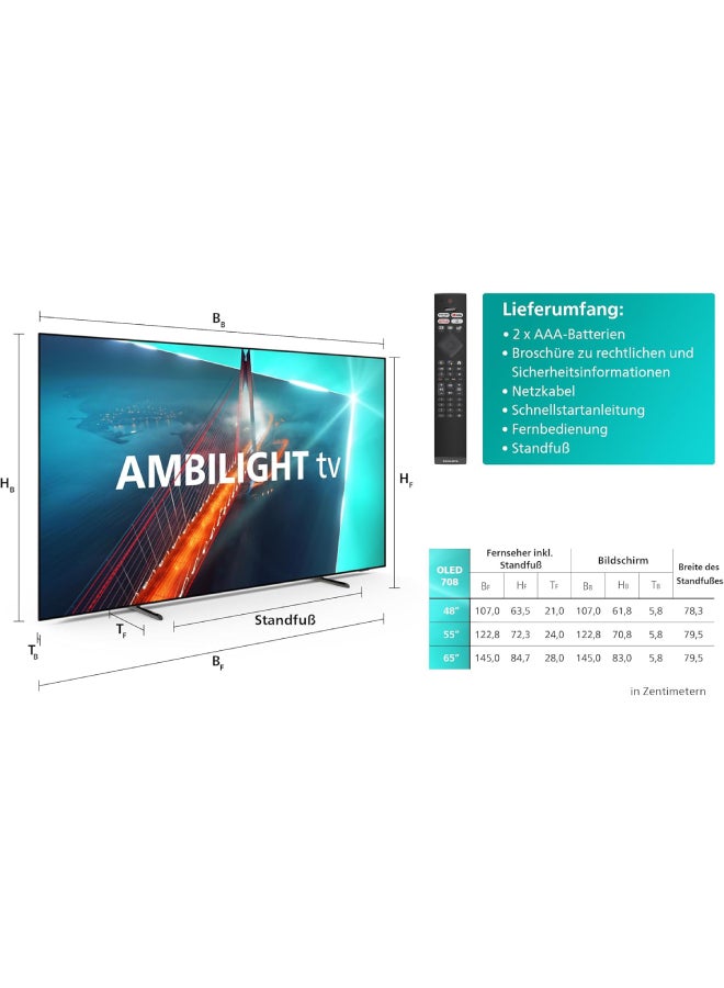 Philips - 55 Inch 4K UHD OLED Google TV 55OLED708/56 Black 55OLED708/56 Black - Image 1