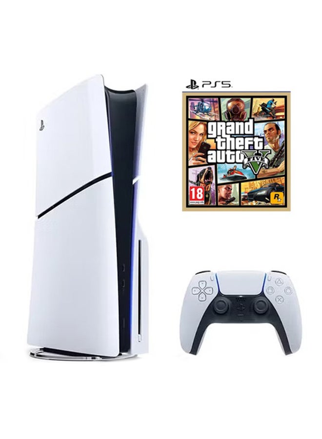 سوني وحدة تحكم بلاي ستيشن 5 رفيعة مع وحدة تحكم إضافية Grand Theft Auto V  - Image 1