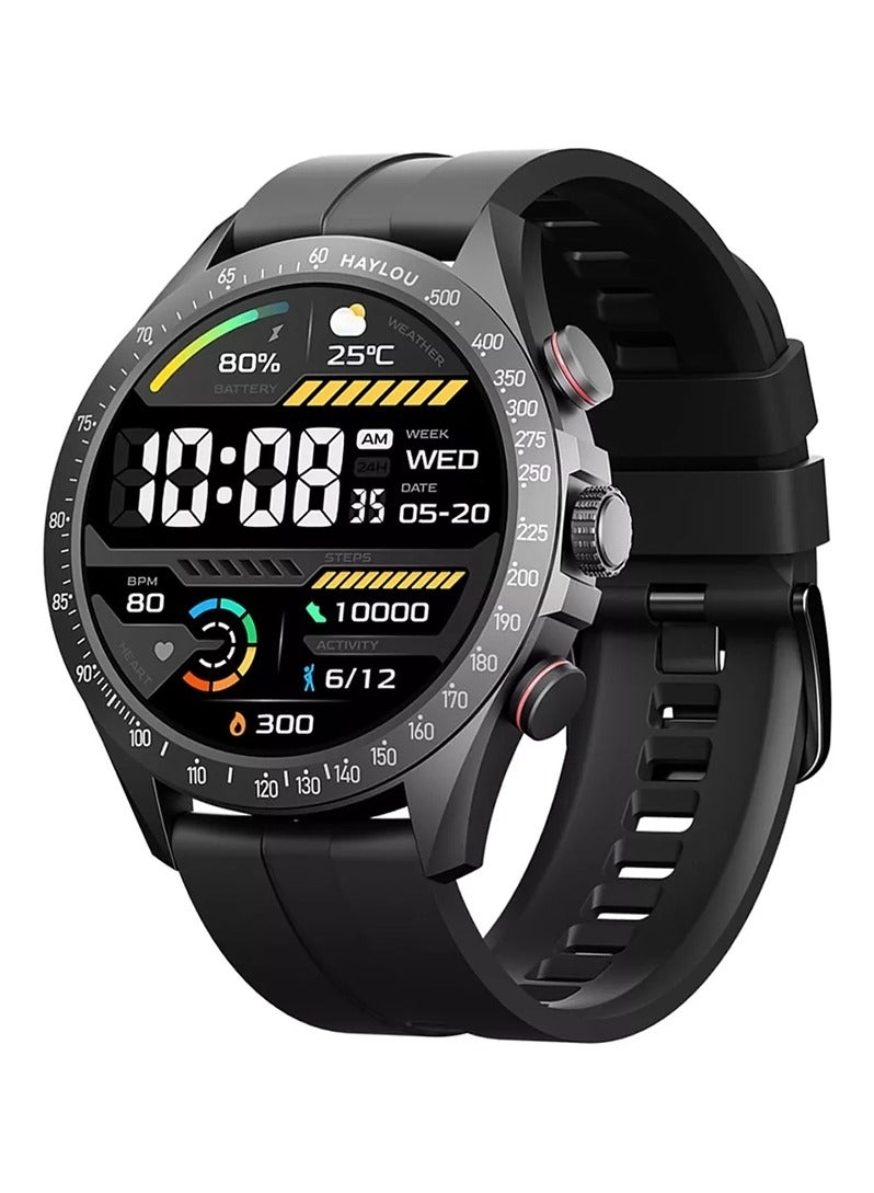 Haylou - 300 mAh Solar Pro Smartwatch 1.43 inch Amoled HD Display 105 Sport Modes Heart Rate Monitoring SpO2 With Bluetooth Calling Black - Image 1