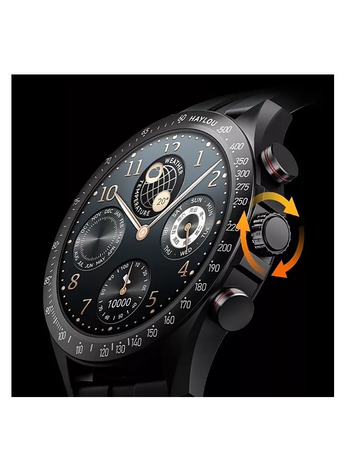 Haylou - 300 mAh Solar Pro Smartwatch 1.43 inch Amoled HD Display 105 Sport Modes Heart Rate Monitoring SpO2 With Bluetooth Calling Black - Image 1