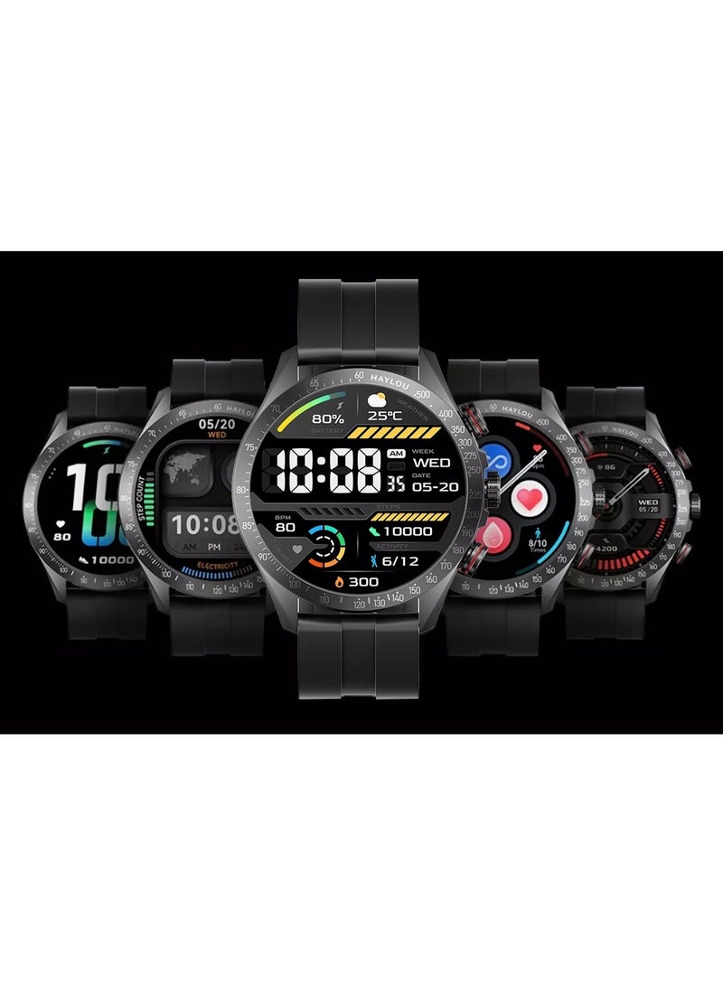 Haylou - 300 mAh Solar Pro Smartwatch 1.43 inch Amoled HD Display 105 Sport Modes Heart Rate Monitoring SpO2 With Bluetooth Calling Black - Image 1