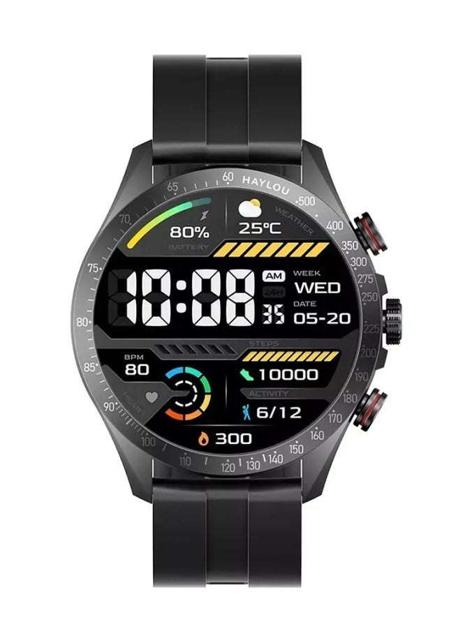 Haylou - 300 mAh Solar Pro Smartwatch 1.43 inch Amoled HD Display 105 Sport Modes Heart Rate Monitoring SpO2 With Bluetooth Calling Black - Image 1