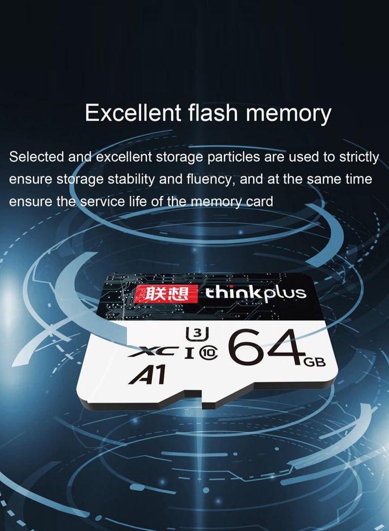 thinkplus Micro SD Card Flash Memory Card 4K HD Video Recording U3 Class10 V30 A1 For Camera Security Camera Phone Tablets Game Console Driving Recorder 64 GB - Image 2